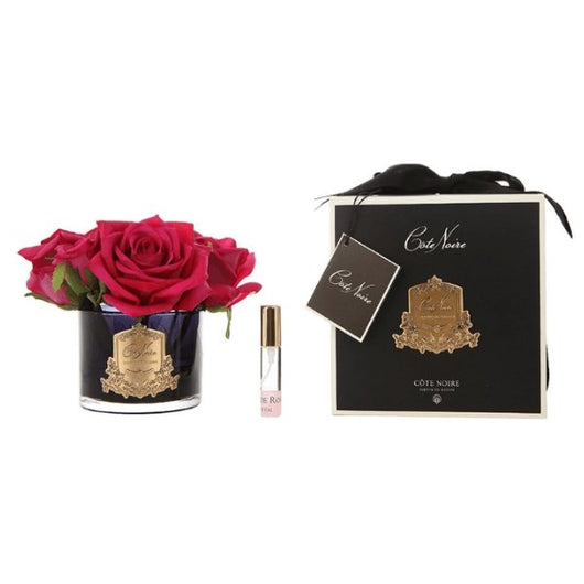 Côte Noire - Bouquet Cinq Roses - Red Carmine - Verre Noir - Sensaura