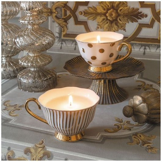 Set de 2 bougies parfumées Madame de Récamier dorées - Secret de santal - Sensaura